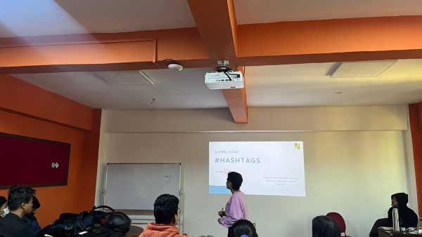 Sonika Baniya, the project lead at Safer-I, leads a session on 'inclusive tech workshop'.
